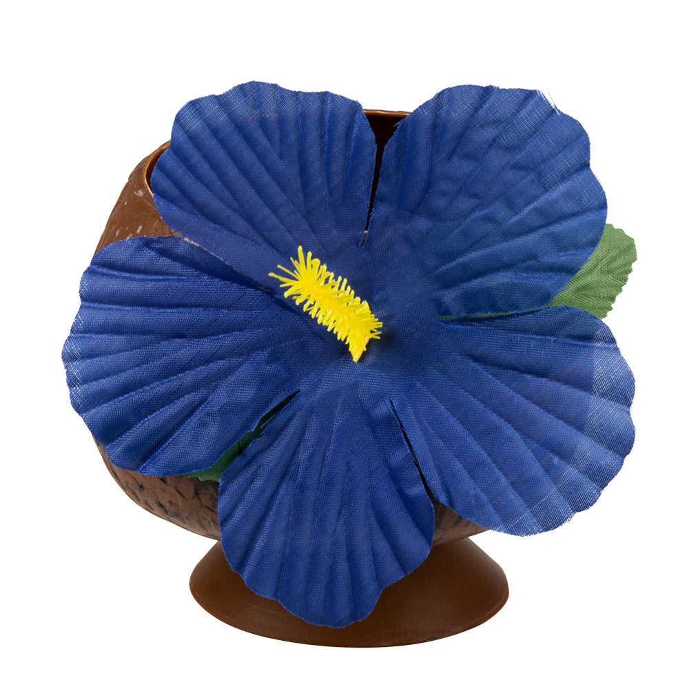 Fleur Hawaïenne en Mousse - Accessoire Fête Tropical Bleu/Jaune