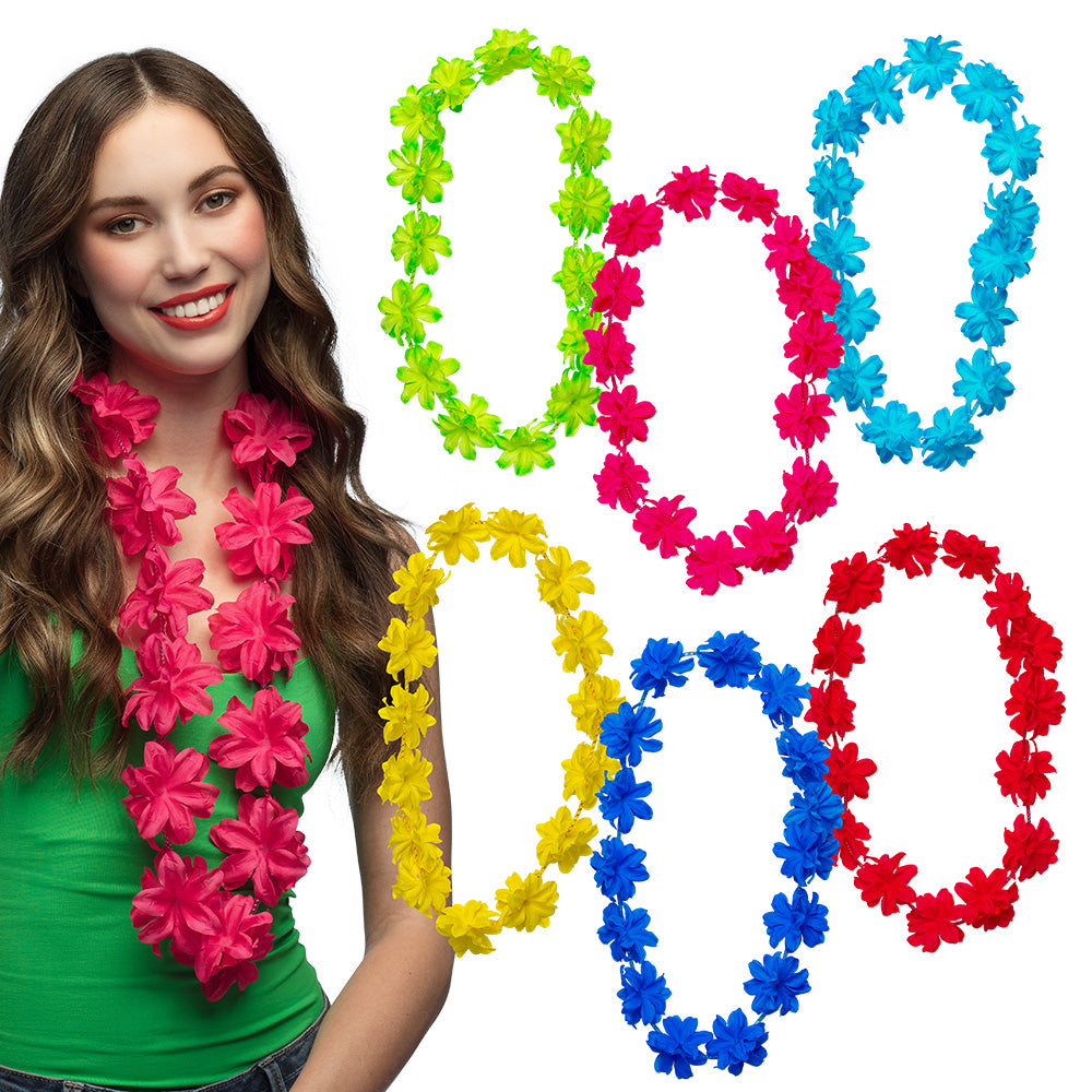 Collier Hawaïen Fleurs Tropicales - 6 Coloris au Choix