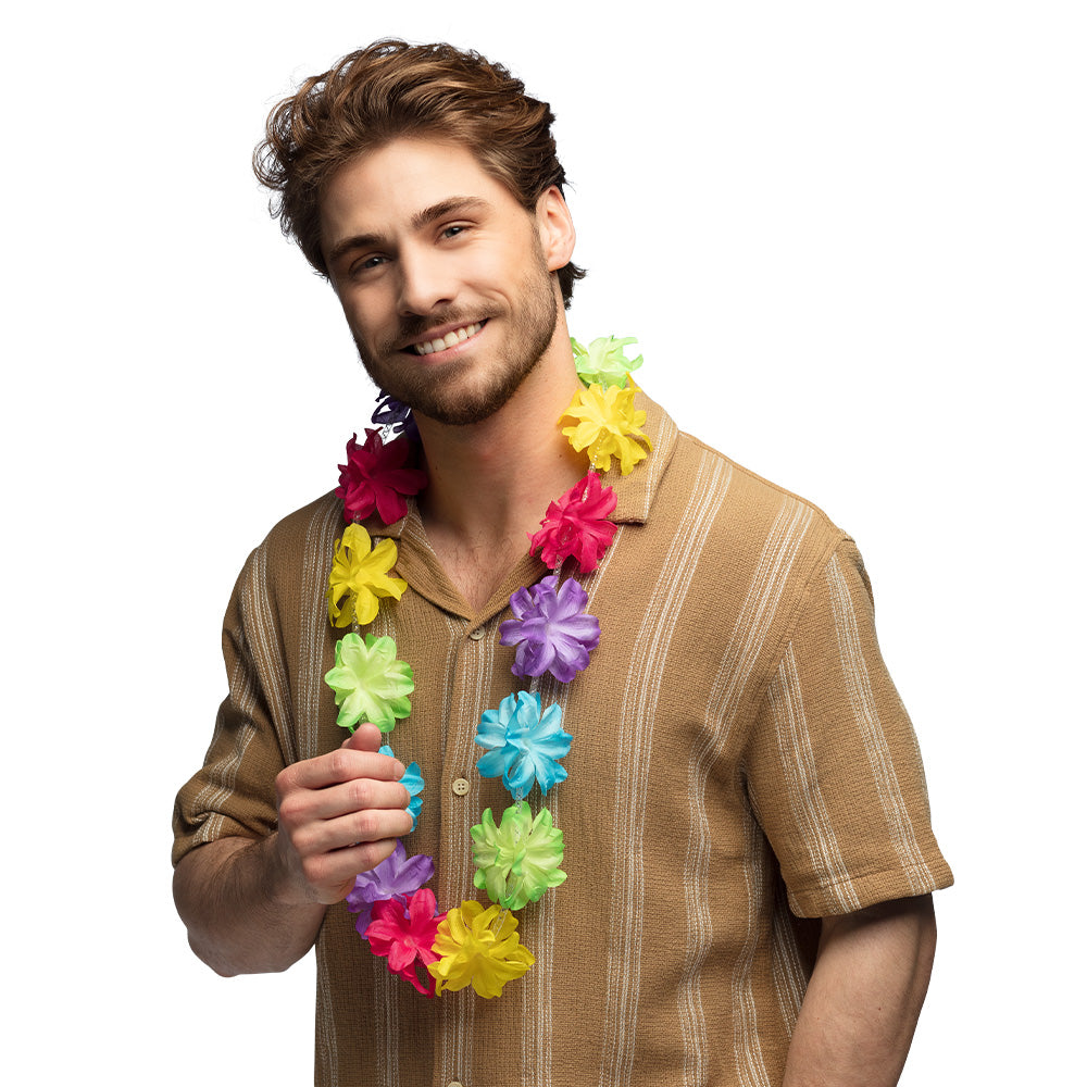 Collier de fleurs tropical hawaïen multicolore - Accessoire de fête