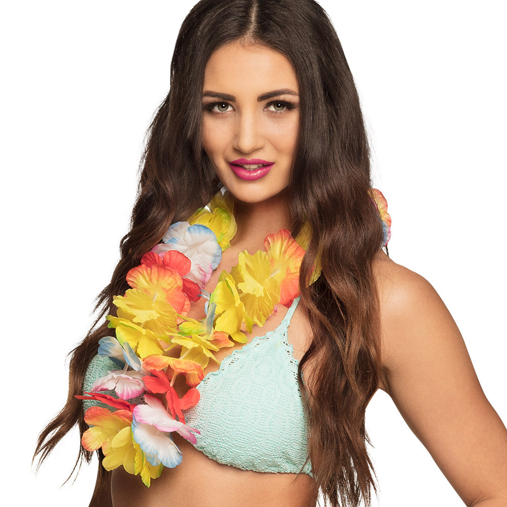 Collier Hawaïen Fleurs Tropicales Colorées - Accessoire Fête