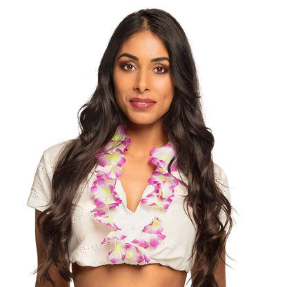 Collier de fleurs hawaïen UV Blacklight - 4 couleurs fluo