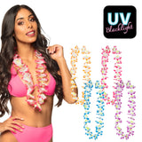 Collier Fleurs Hawaïennes UV Blacklight - 4 Pièces