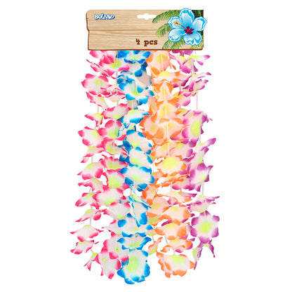 Collier Fleurs Hawaïennes UV Blacklight - 4 Pièces