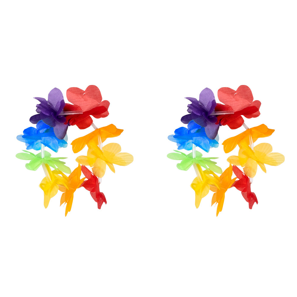 Ensemble Hawaï Fleurs Colorées - Couronne + Colliers + Bracelets
