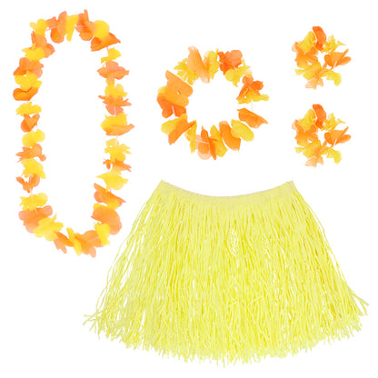 Costume Hawaïen Complet avec Jupe Paille et Accessoires Fleuris