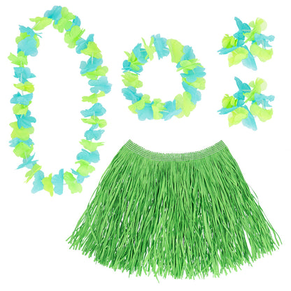 Costume Hawaïen Complet avec Jupe Paille et Accessoires Fleuris