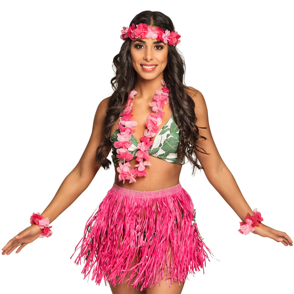 Costume Hawaïen Complet avec Jupe Paille et Accessoires Fleuris