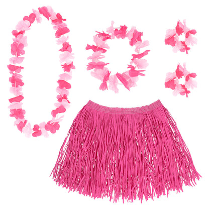 Costume Hawaïen Complet avec Jupe Paille et Accessoires Fleuris