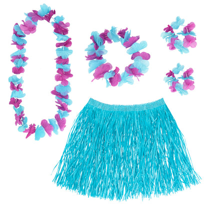 Costume Hawaïen Complet avec Jupe Paille et Accessoires Fleuris