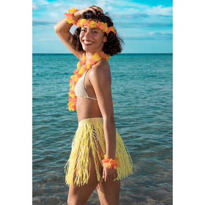 Costume Hawaïen Complet avec Jupe Paille et Accessoires Fleuris