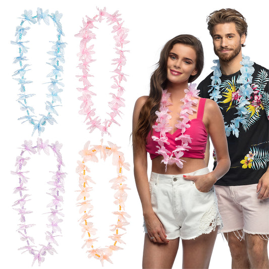 Collier Fleurs Hawaïennes Tropical - Accessoire Fête Coloré