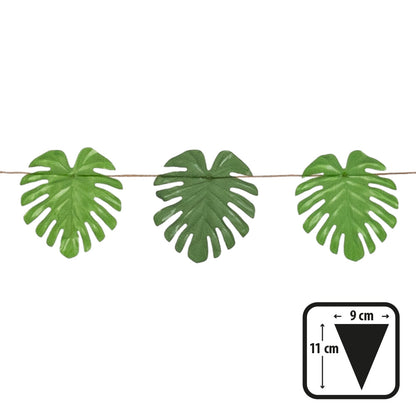 Guirlande Feuilles Monstera Verte - 3,6 m de Décoration Tropical