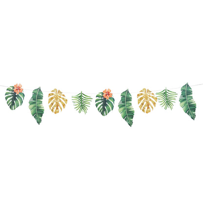 Guirlande Feuilles Tropicales et Fleurs - Décoration Jungle Party