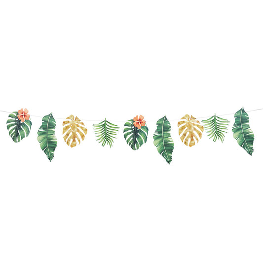Guirlande Feuilles Tropicales et Fleurs - Décoration Jungle Party