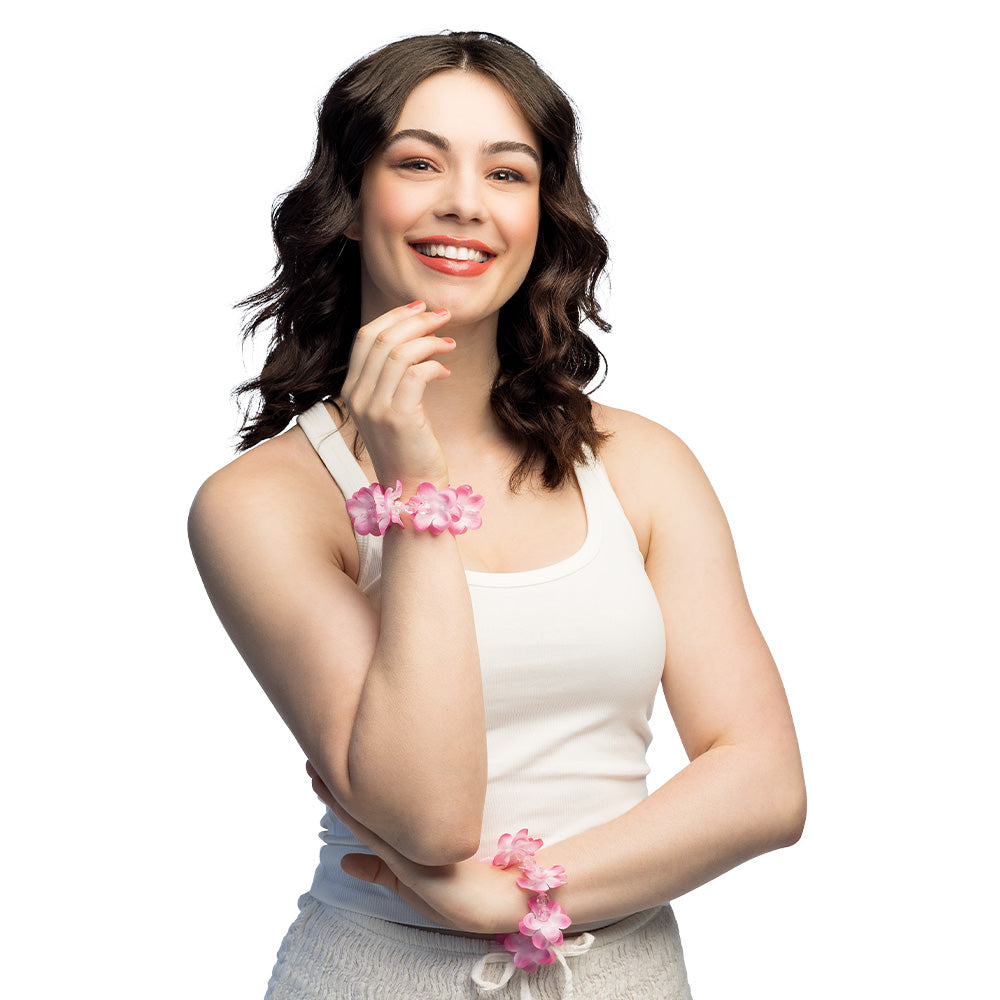 Bracelets Fleurs Élastiques Colorés - Accessoire Fête Déguisement