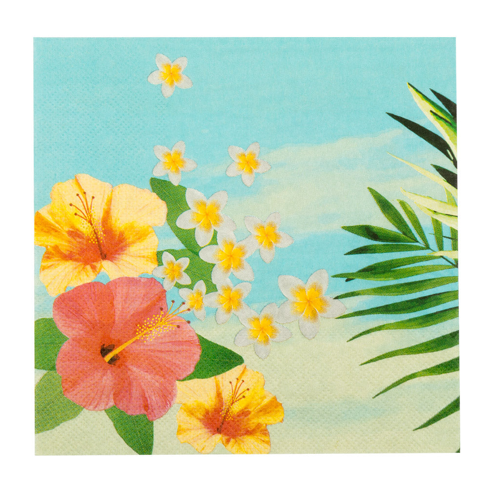 Serviettes Hibiscus Tropical - Décoration Fête Hawaïenne