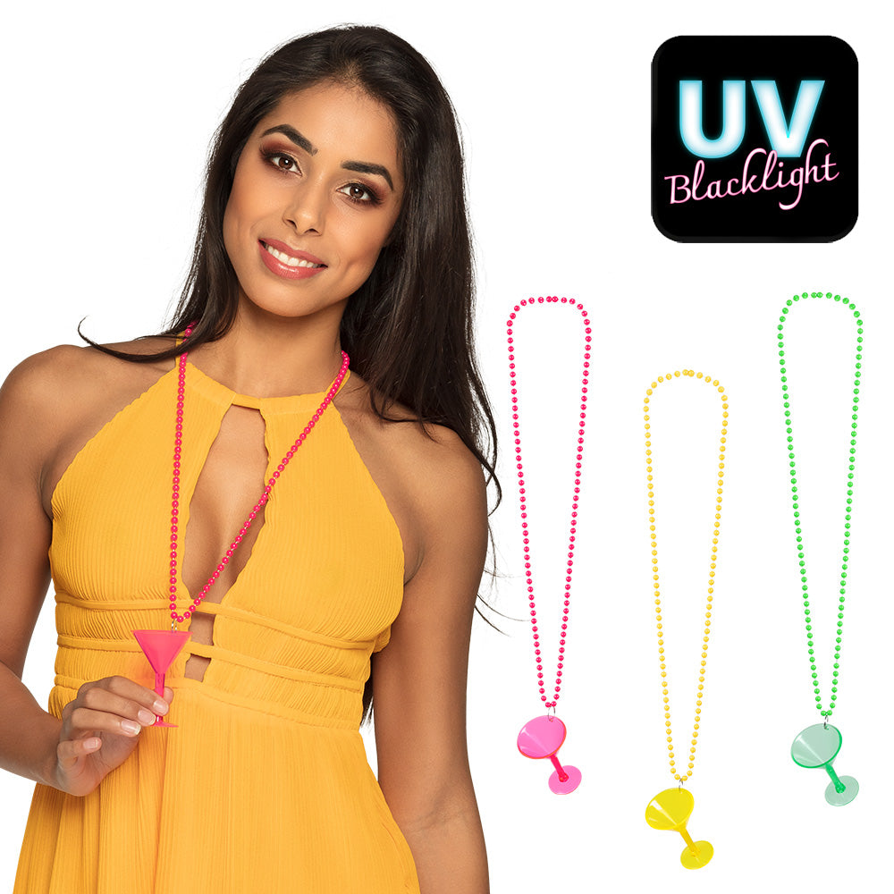 Collier Fluorescent UV Blacklight avec Sifflet Party