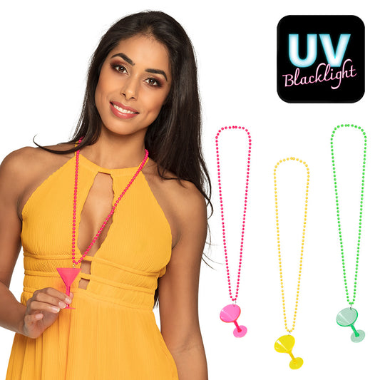 Collier Fluorescent UV Blacklight avec Sifflet Party