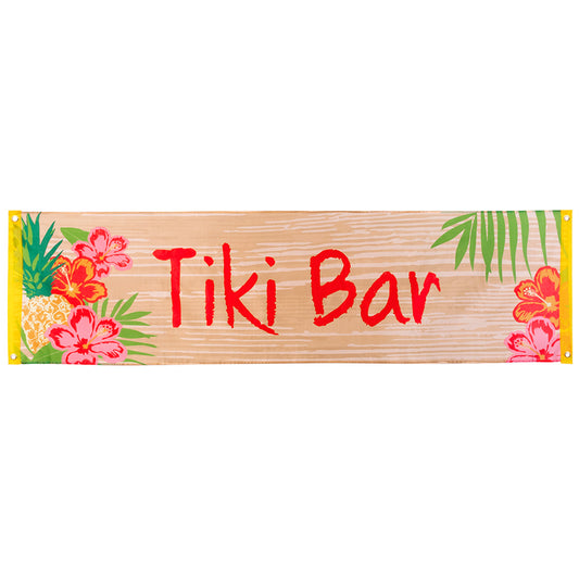 Bannière Tiki Bar - Décoration Hawaïenne Tropicale