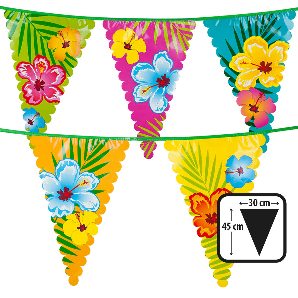 Guirlande Triangles Fleurs Tropicales 6m - Décoration Fête