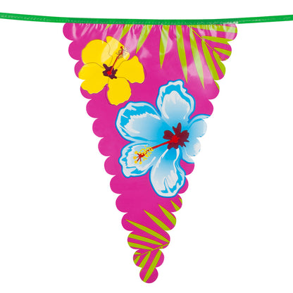 Guirlande Triangles Fleurs Tropicales 6m - Décoration Fête