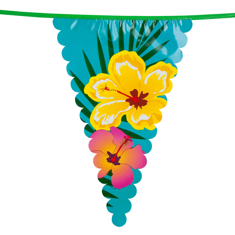 Guirlande Triangles Fleurs Tropicales 6m - Décoration Fête