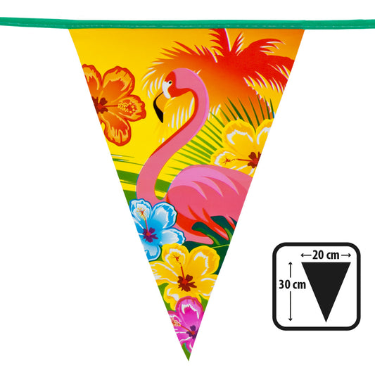 Guirlande Flamant Rose Tropical - 4 Fanions 20x30cm