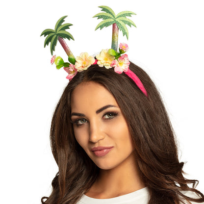 Serre-tête Tropical Palmiers Fleurs - Accessoire Fête Hawai