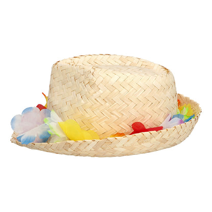 Chapeau de Paille Hawai Fleurs Colorées - Accessoire Tropical