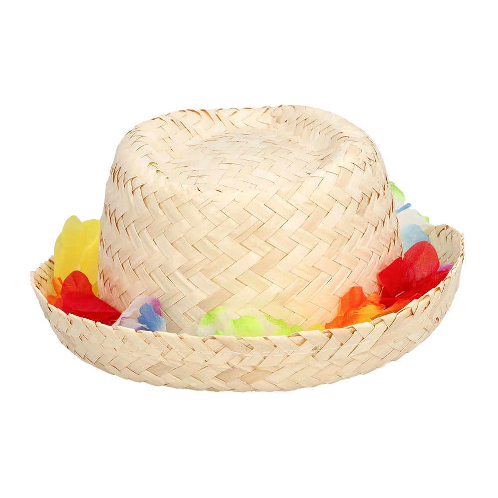 Chapeau de Paille Hawai Fleurs Colorées - Accessoire Tropical