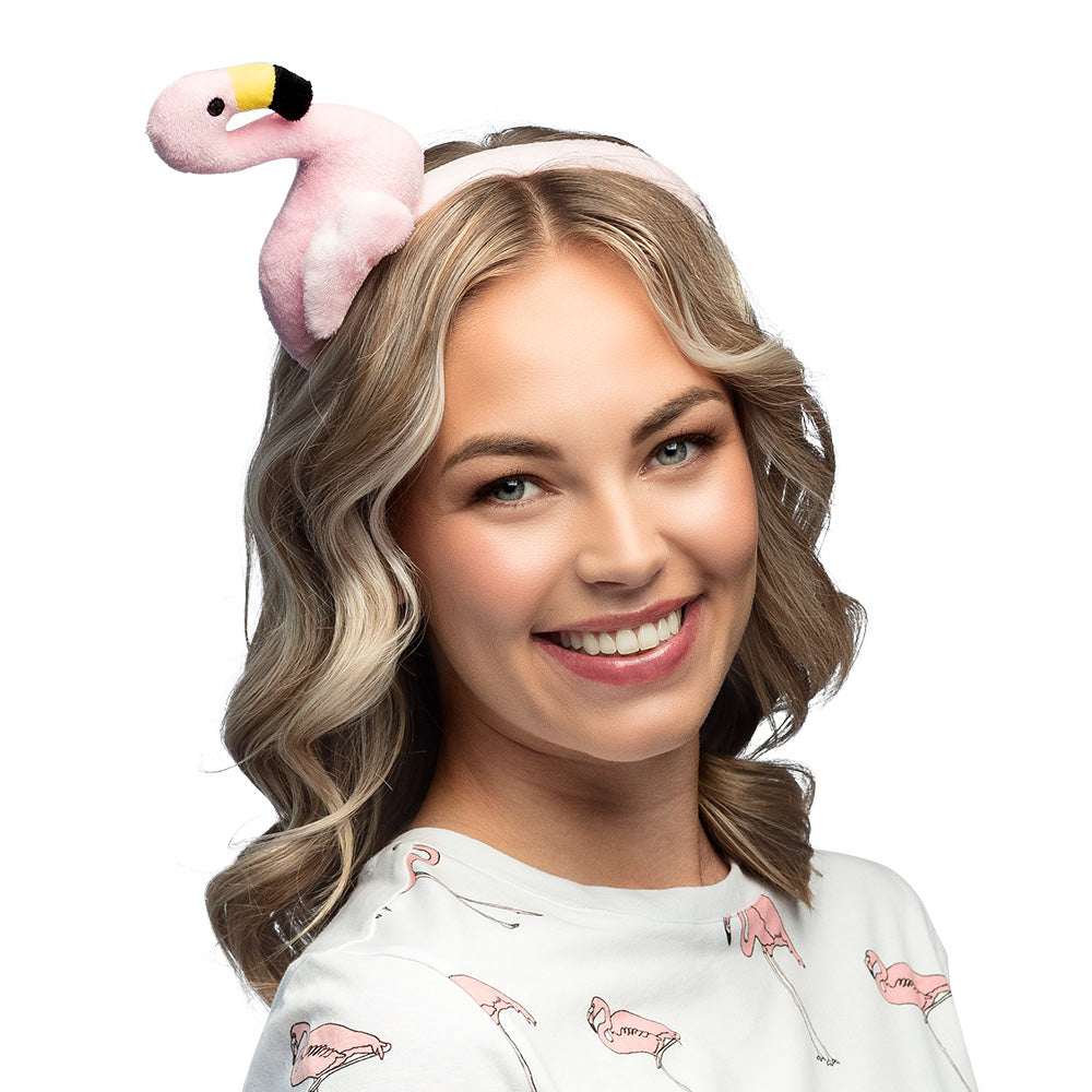 Serre-tête Flamant Rose Plumé - Accessoire Fête Amusant