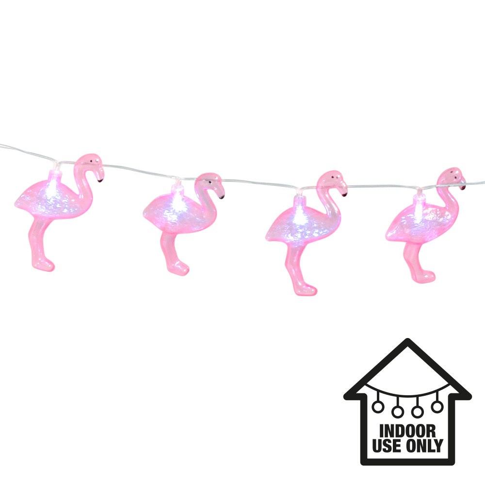 Guirlande Flamants Roses LED - 10 Luminaires Paillettes