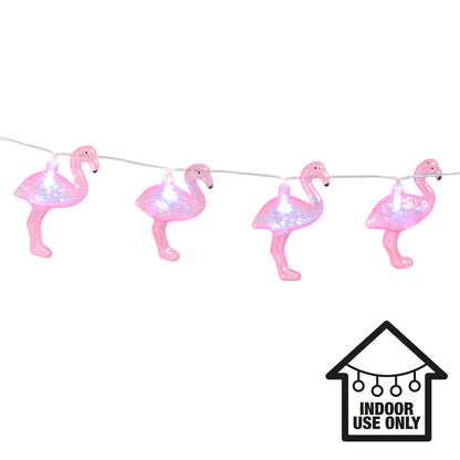 Guirlande Flamants Roses LED - 10 Luminaires Paillettes