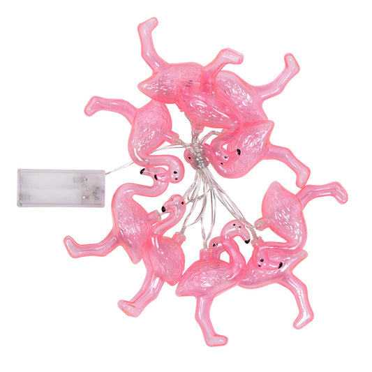 Guirlande Flamants Roses LED - 10 Luminaires Paillettes