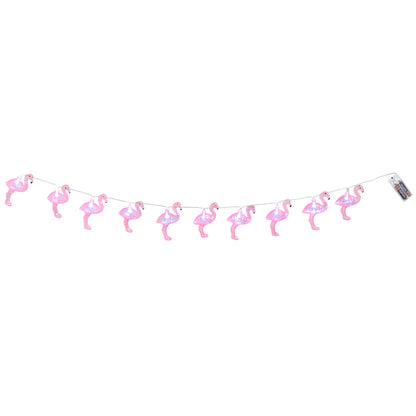 Guirlande Flamants Roses LED - 10 Luminaires Paillettes