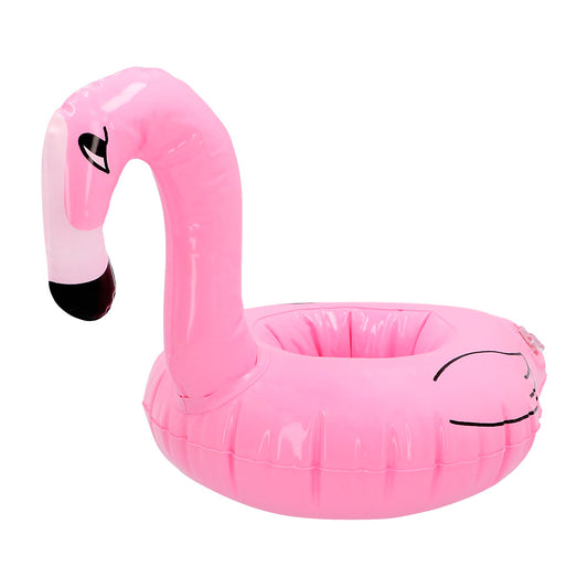Bouée Flamant Rose Gonflable avec Porte-Verre - Accessoire Piscine