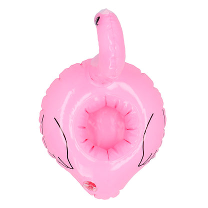 Bouée Flamant Rose Gonflable avec Porte-Verre - Accessoire Piscine