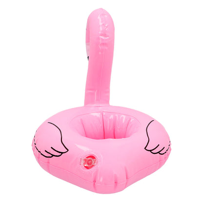 Bouée Flamant Rose Gonflable avec Porte-Verre - Accessoire Piscine