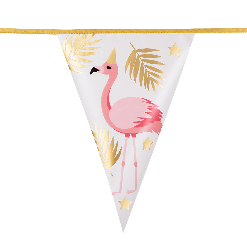 Guirlande Flamant Rose Doré - Décoration Fête Élégante 30cm