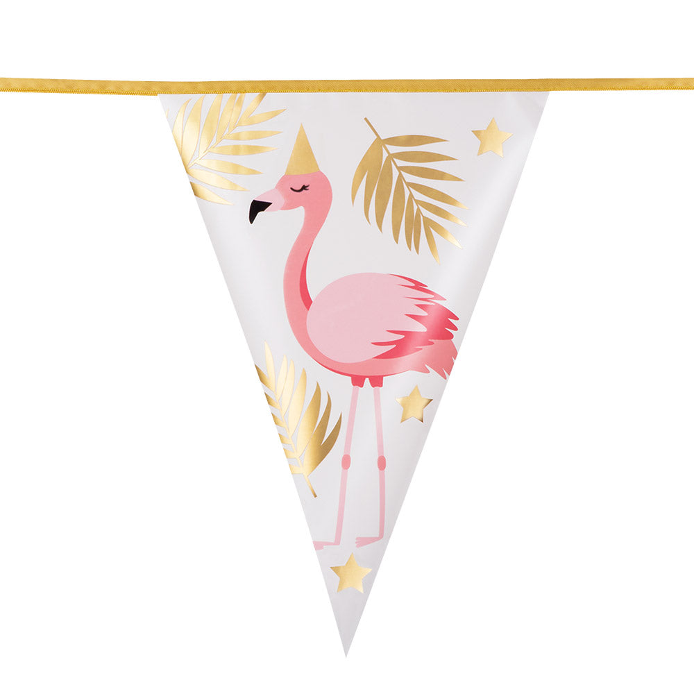 Guirlande Flamant Rose Doré - Décoration Fête Élégante 30cm