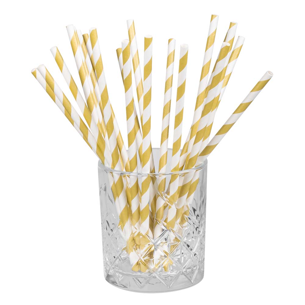 25 Pailles Spirales Or et Blanc - Décoration Fête Élégante