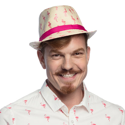 Chapeau Panama Flamant Rose - Accessoire Déguisement Festif