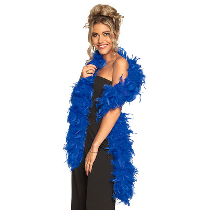 Boa Plumes Bleu Royal Luxe - Accessoire Soirée Disco