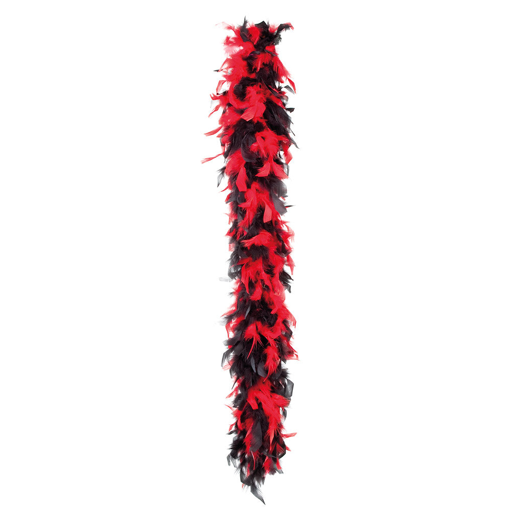 Boa Plumes Rouge et Noir - Accessoire Déguisement Cabaret