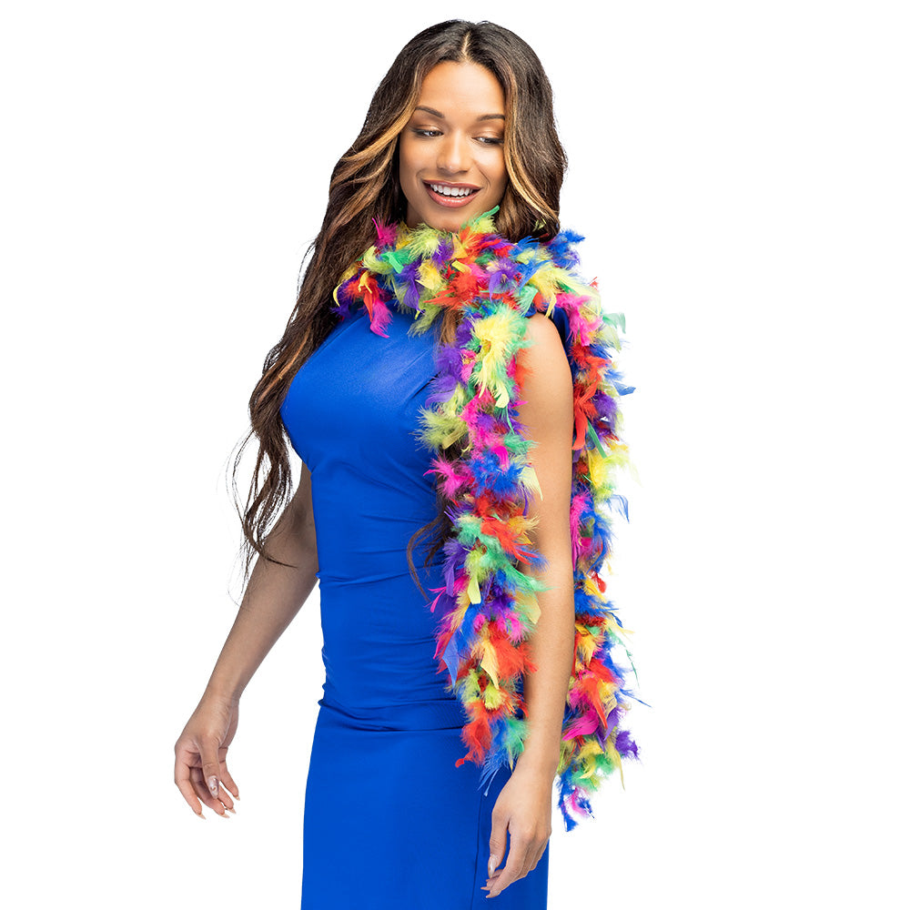 Boa Plumes Arc-en-ciel Multicolore - Accessoire Déguisement Fête