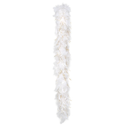 Boa en Plumes Blanc et Or - Accessoire Cabaret Glamour