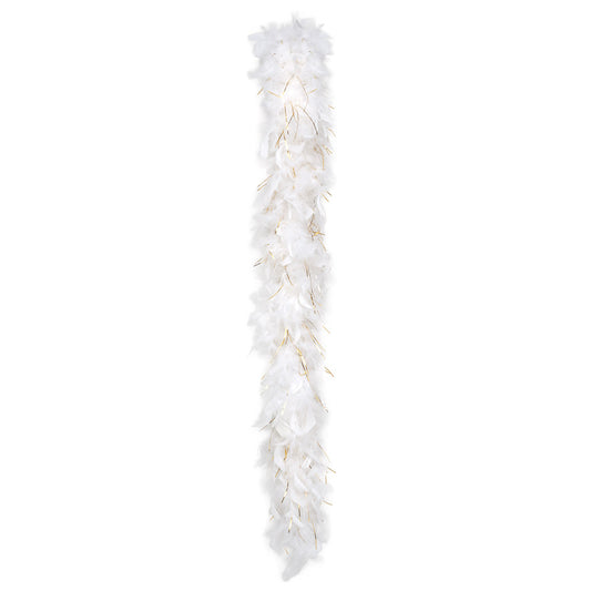 Boa en Plumes Blanc et Or - Accessoire Cabaret Glamour