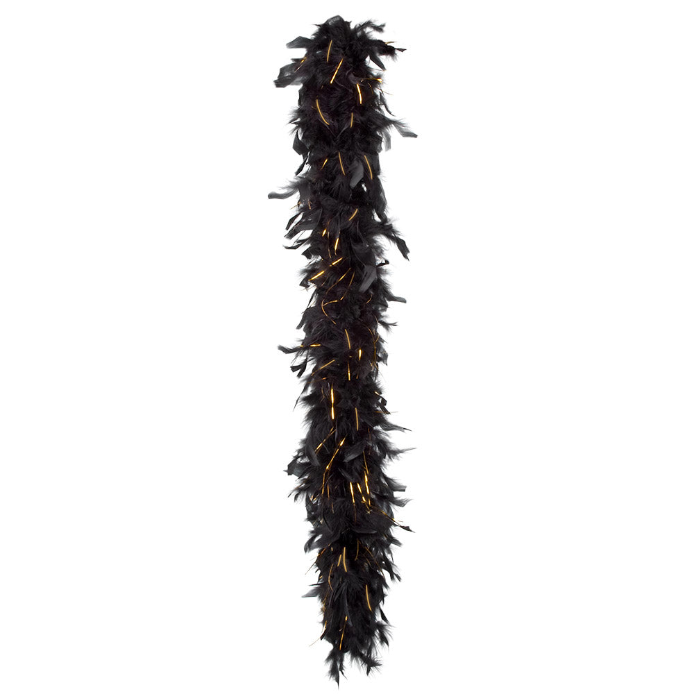 Boa en Plumes Noir et Or - Accessoire Cabaret Années 20