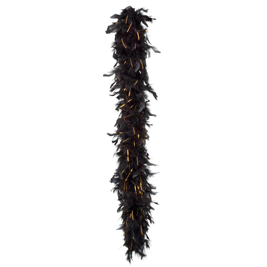 Boa en Plumes Noir et Or - Accessoire Cabaret Années 20