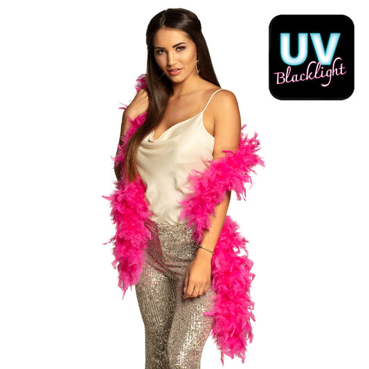 Boa Plumes Fluo Rose UV Blacklight - Accessoire Soirée